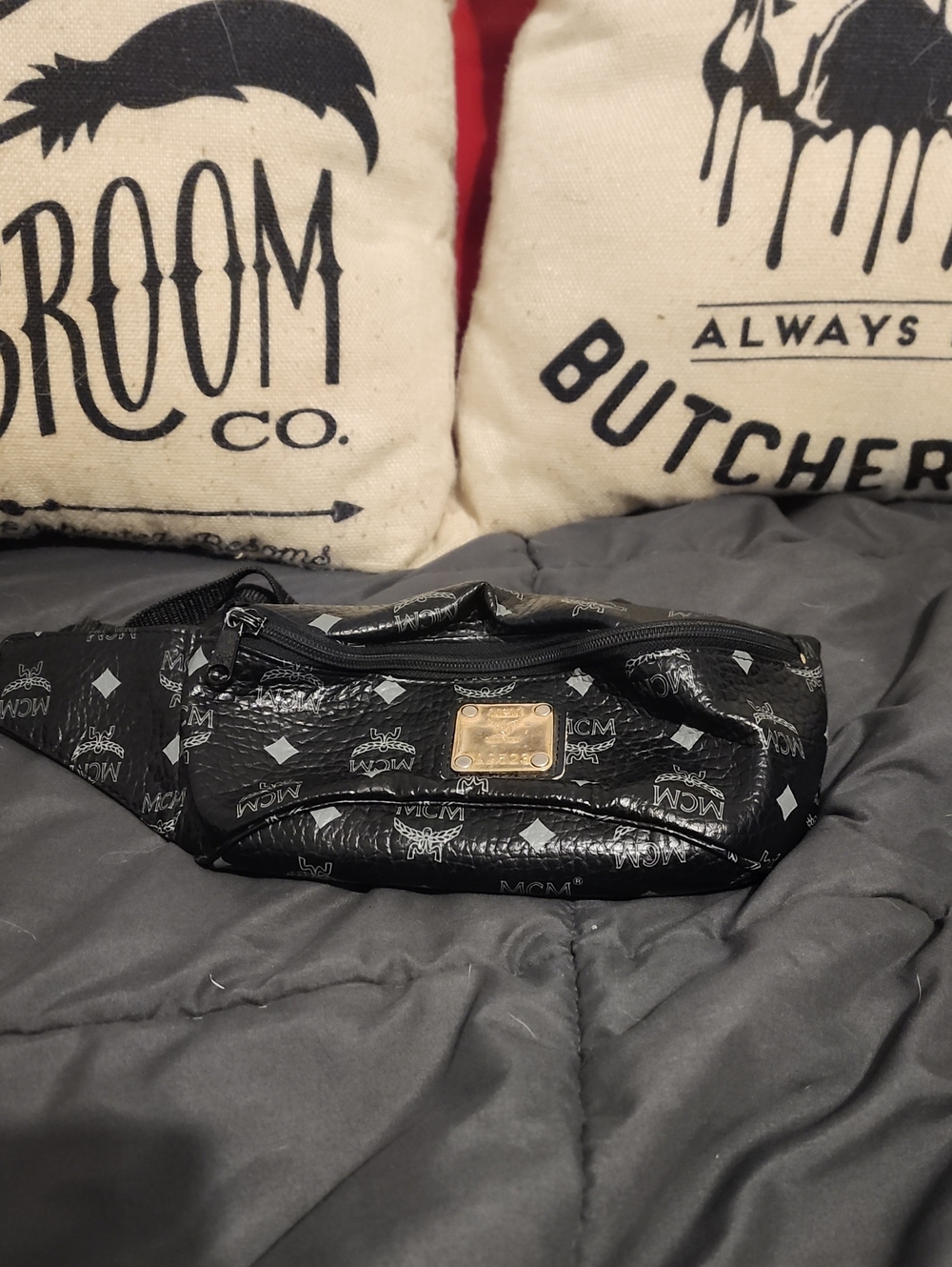 MCM Black Leather Visetos Small Waist Bag - CUTE!